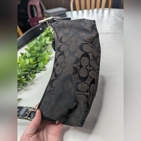 Y2K Coach Signature Fabric Black Shoulder Bag 6371 - Picture 8 of 16